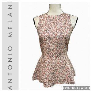 Antonio Melani Floral Peplum Tank Zip Closure XS